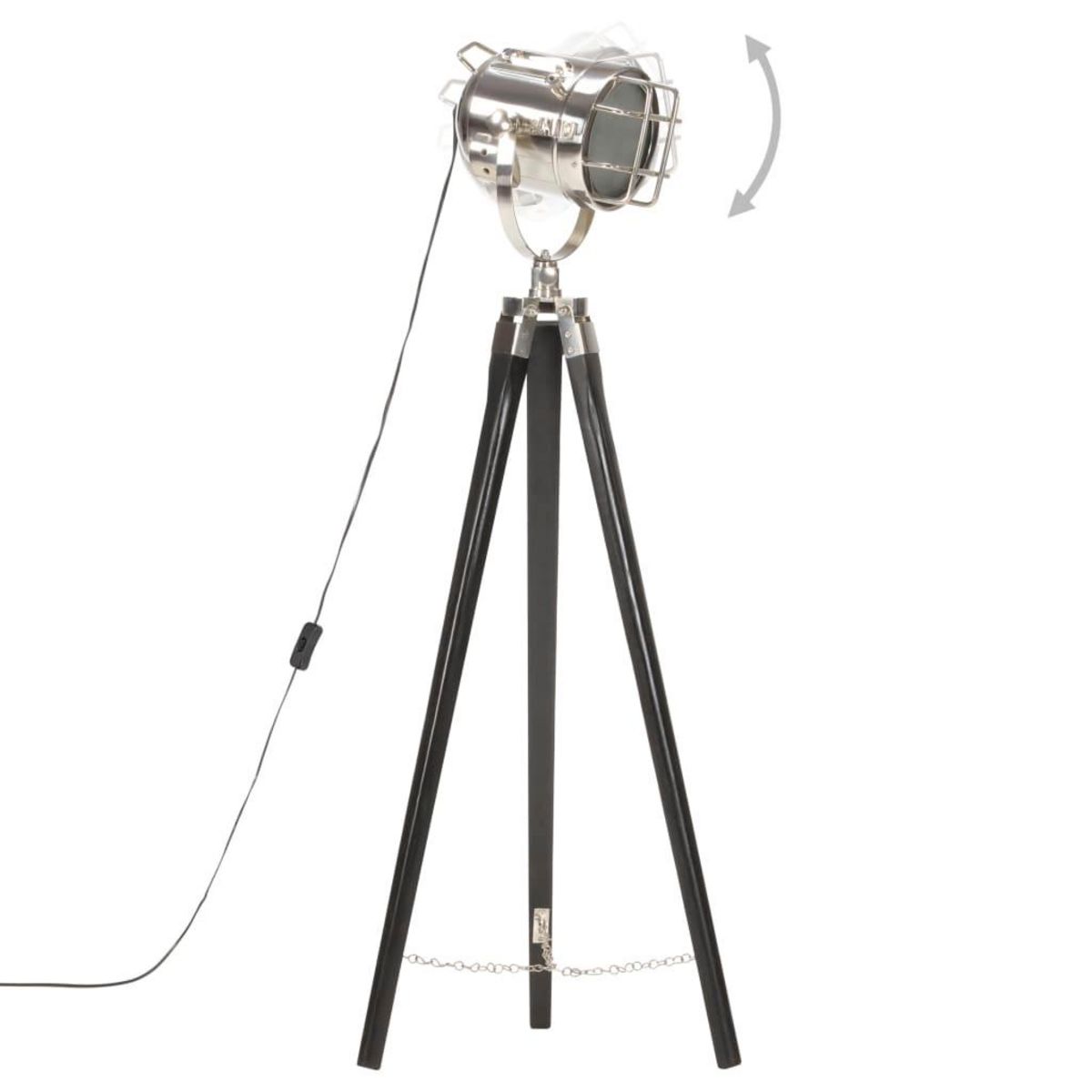 VIDAXL Lampadaire a trepied Noir Bois de manguier massif 97 cm