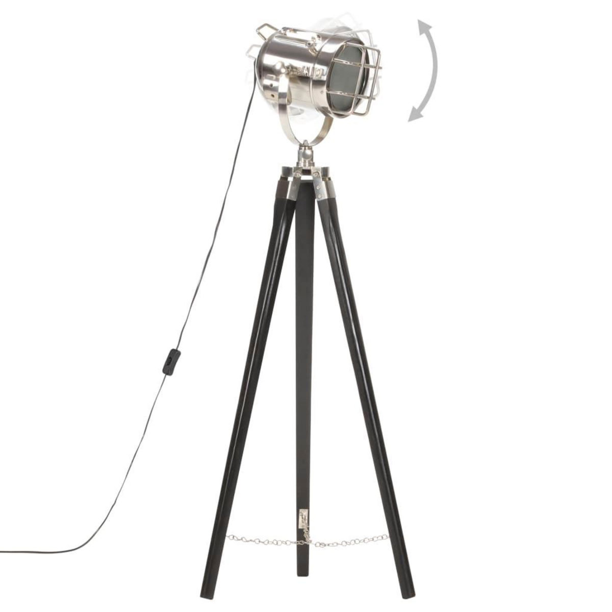 VIDAXL Lampadaire a trepied Noir Bois de manguier massif 97 cm