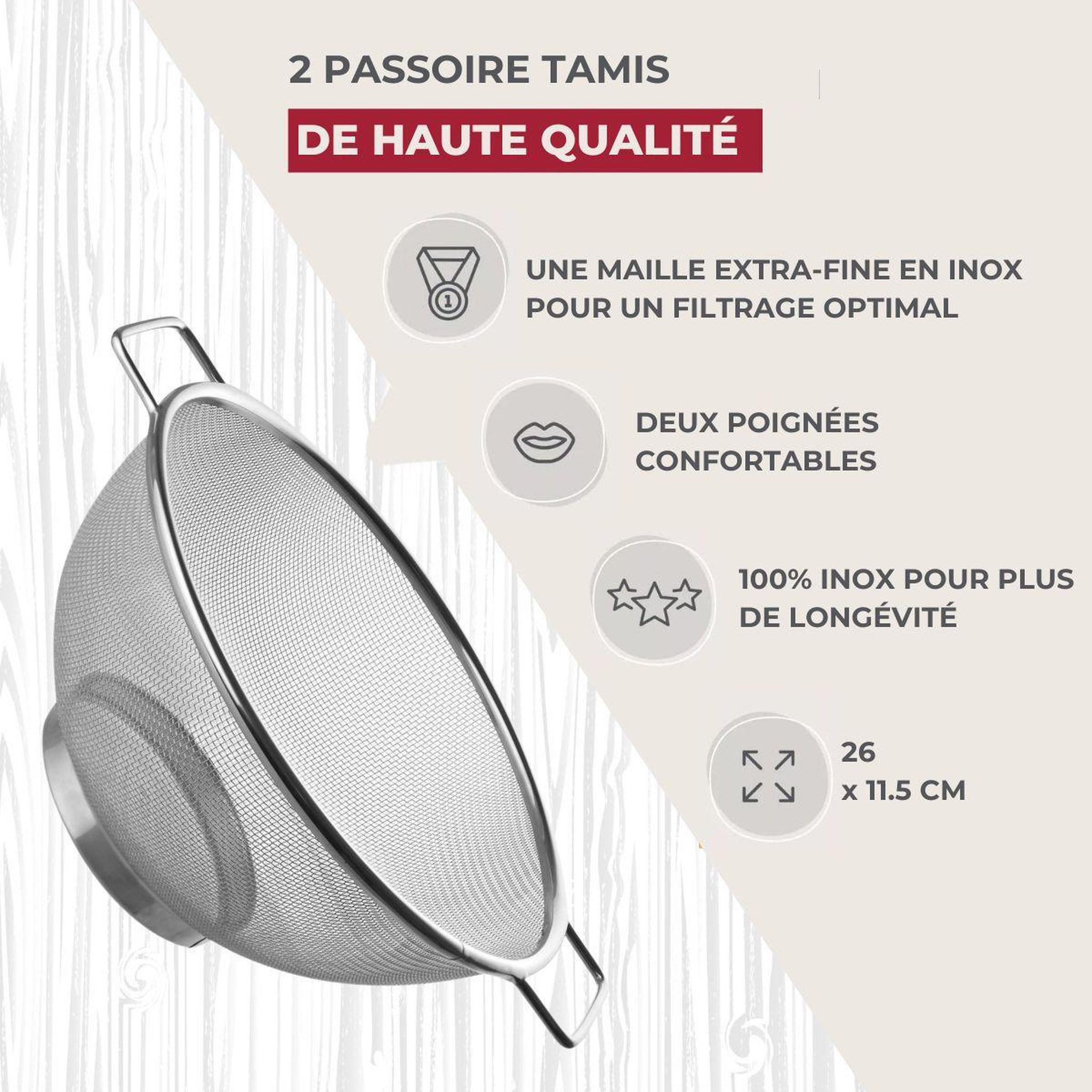 Voir la diapositive 4 : Fackelmann Set de 2 passoires inox 20 cm et 26 cm fackelmann