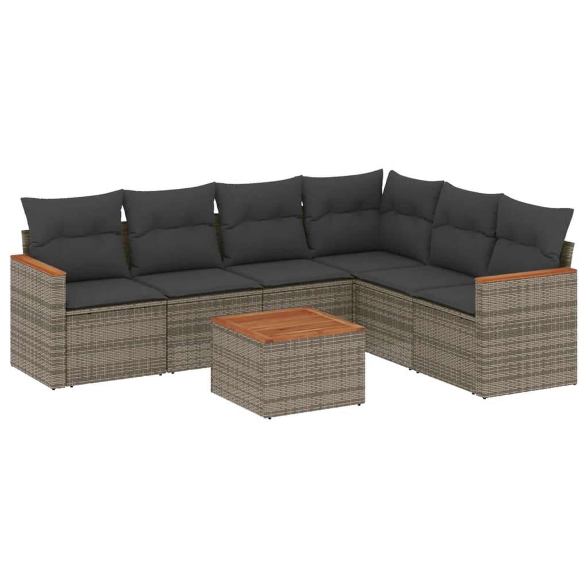 Voir la diapositive 2 : VIDAXL Salon de jardin avec coussins 7 pcs gris resine tressee