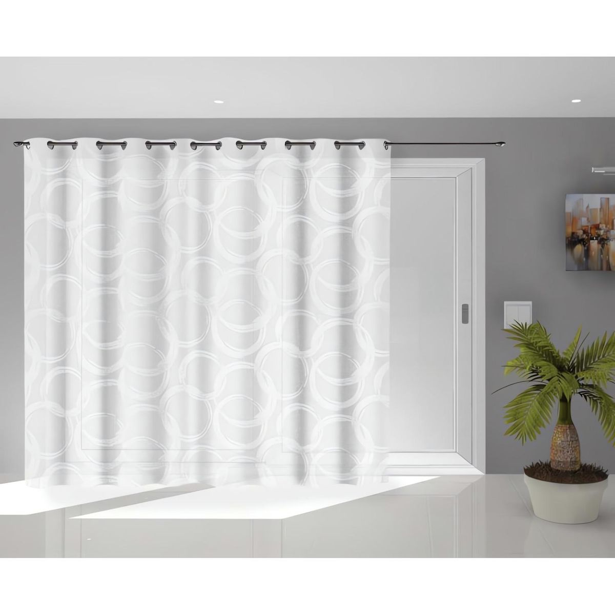 SOLEIL D'OCRE Voile à oeillets baie vitrée 280x250 CIRCLE, par Soleil d'Ocre