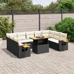 VIDAXL Salon de jardin 11 pcs avec coussins noir resine tressee