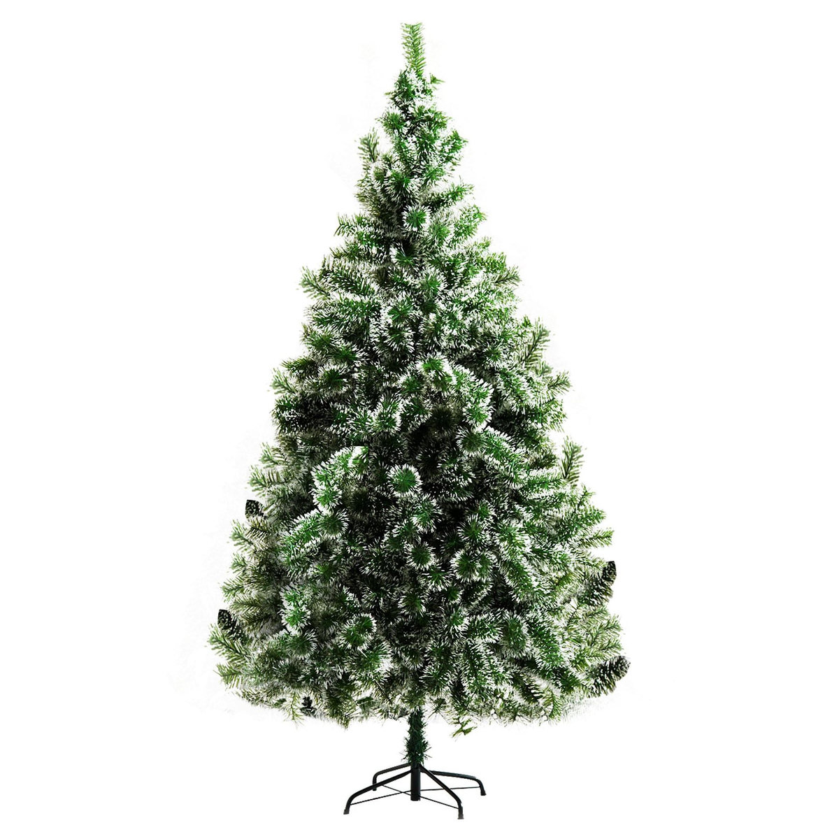 HOMCOM Sapin de Noël artificiel aspect enneigé Ø 100 x 210H cm 968 branches épines imitation Nordmann grand réalisme