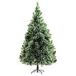 HOMCOM Sapin de Noël artificiel aspect enneigé Ø 100 x 210H cm 968 branches épines imitation Nordmann grand réalisme