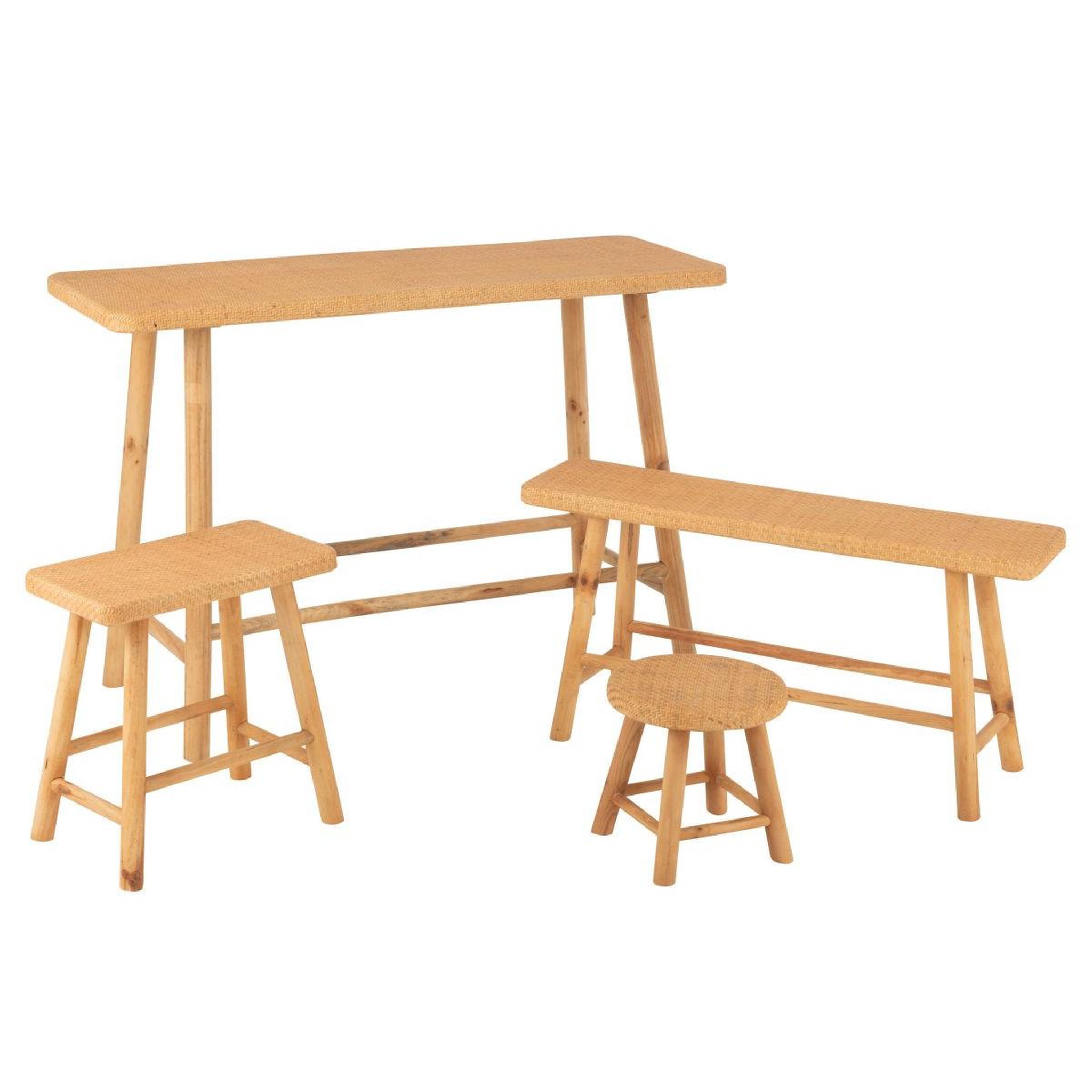 Voir la diapositive 6 : J-LINE Tabouret cannage en rotin  malinda  46cm naturel