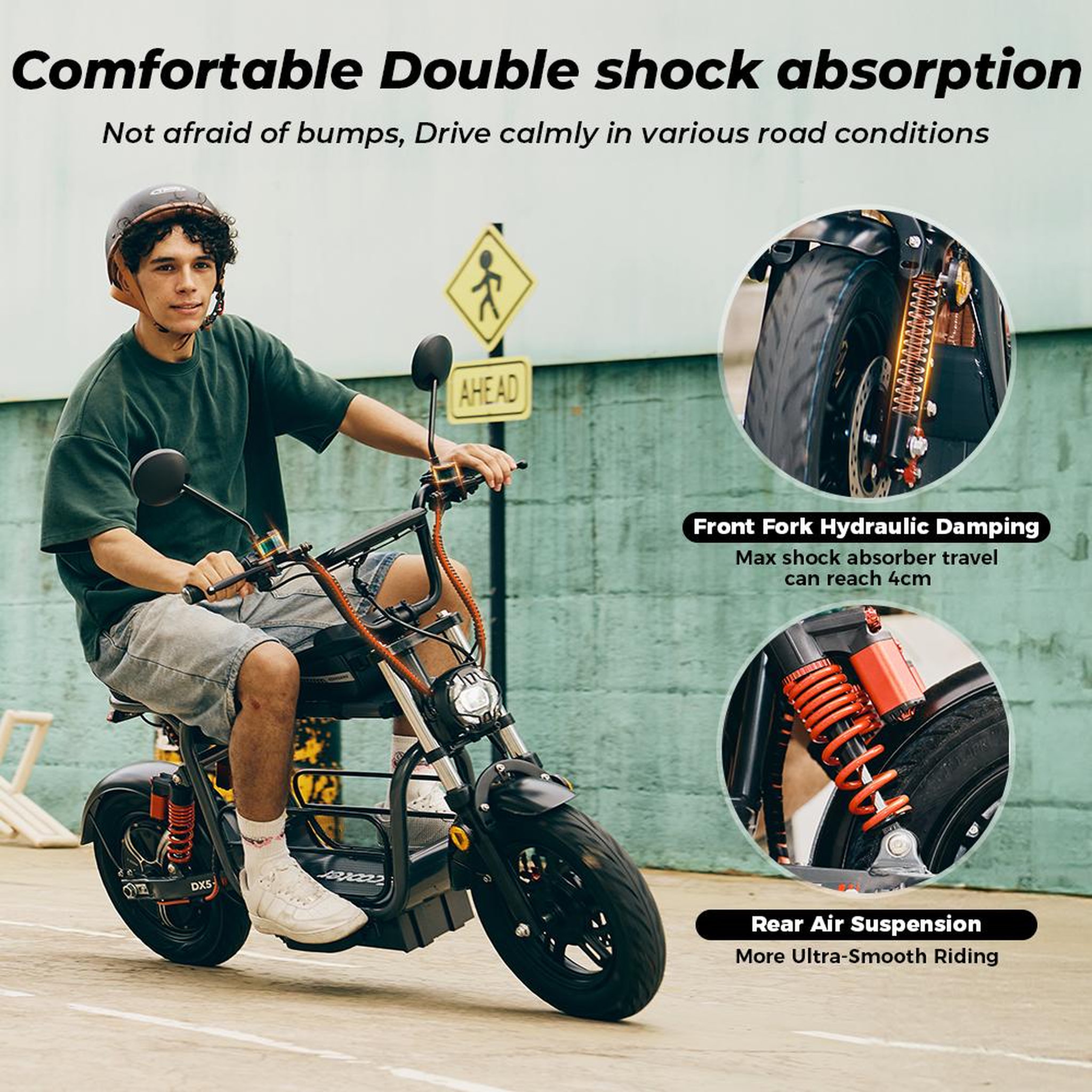 Voir la diapositive 5 : ISCOOTER Trottinette électrique iScooter DX5, pneus tubeless 15 , batterie 48 V 15,6 Ah, compatible NFC