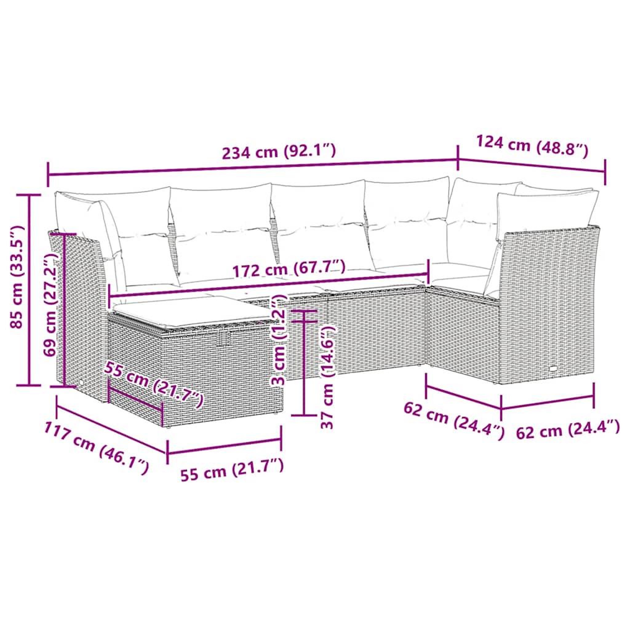 Voir la diapositive 6 : VIDAXL Salon de jardin 6 pcs avec coussins noir resine tressee