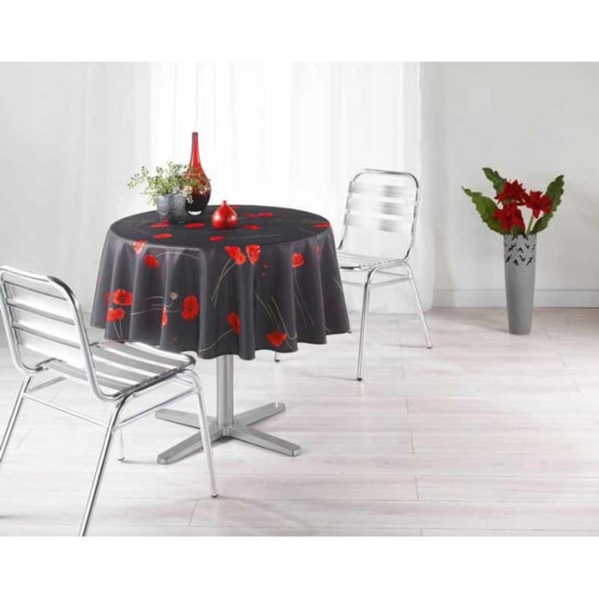 Paris Prix Nappe Polyester 180cm Amapola Anthracite