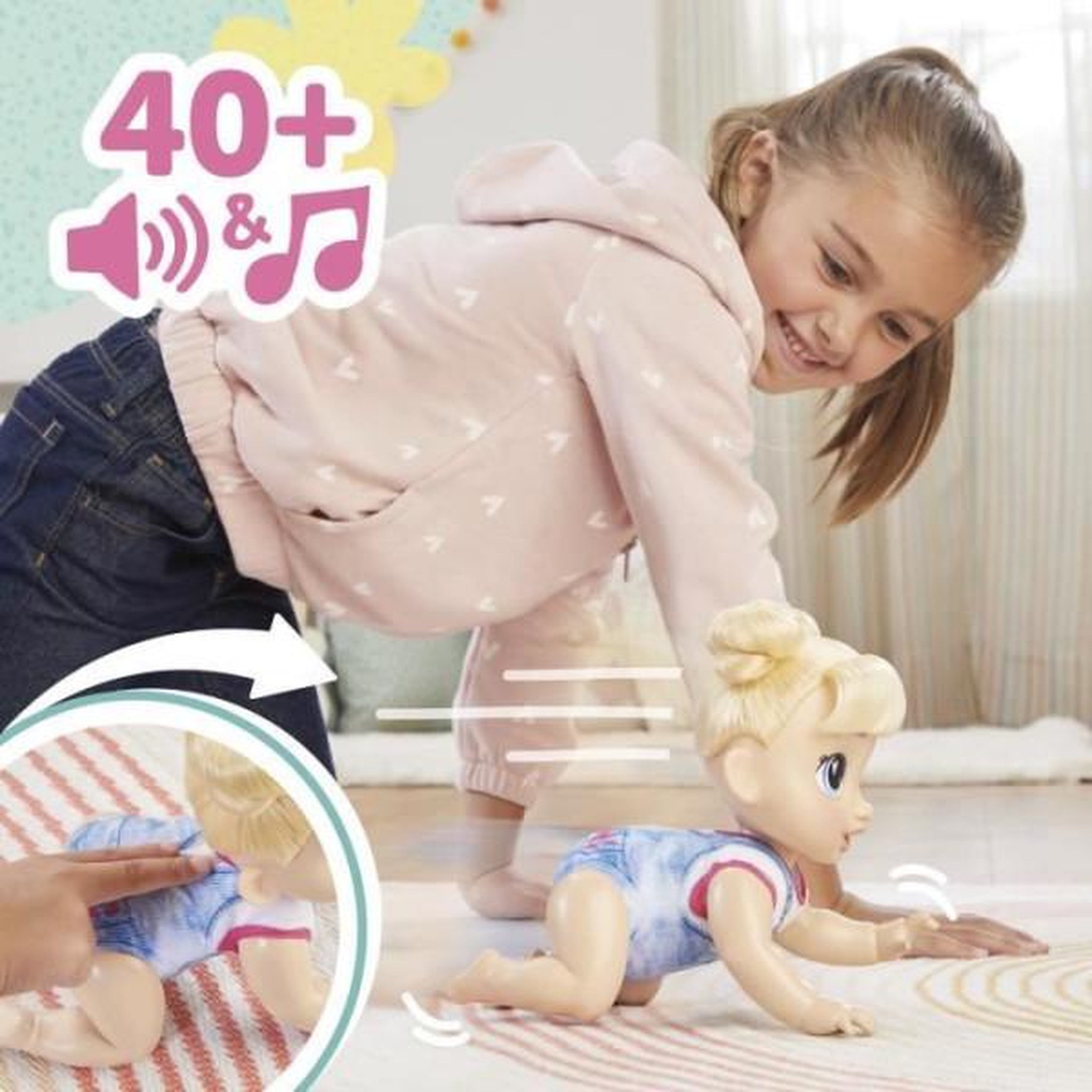 Voir la diapositive 3 : BABY ALIVE Baby Alive, Harper Hugs Marche a 4 pattes, poupée électronique de 27  cm marchant a 4 pattes, cheveux blonds, a partir de 3