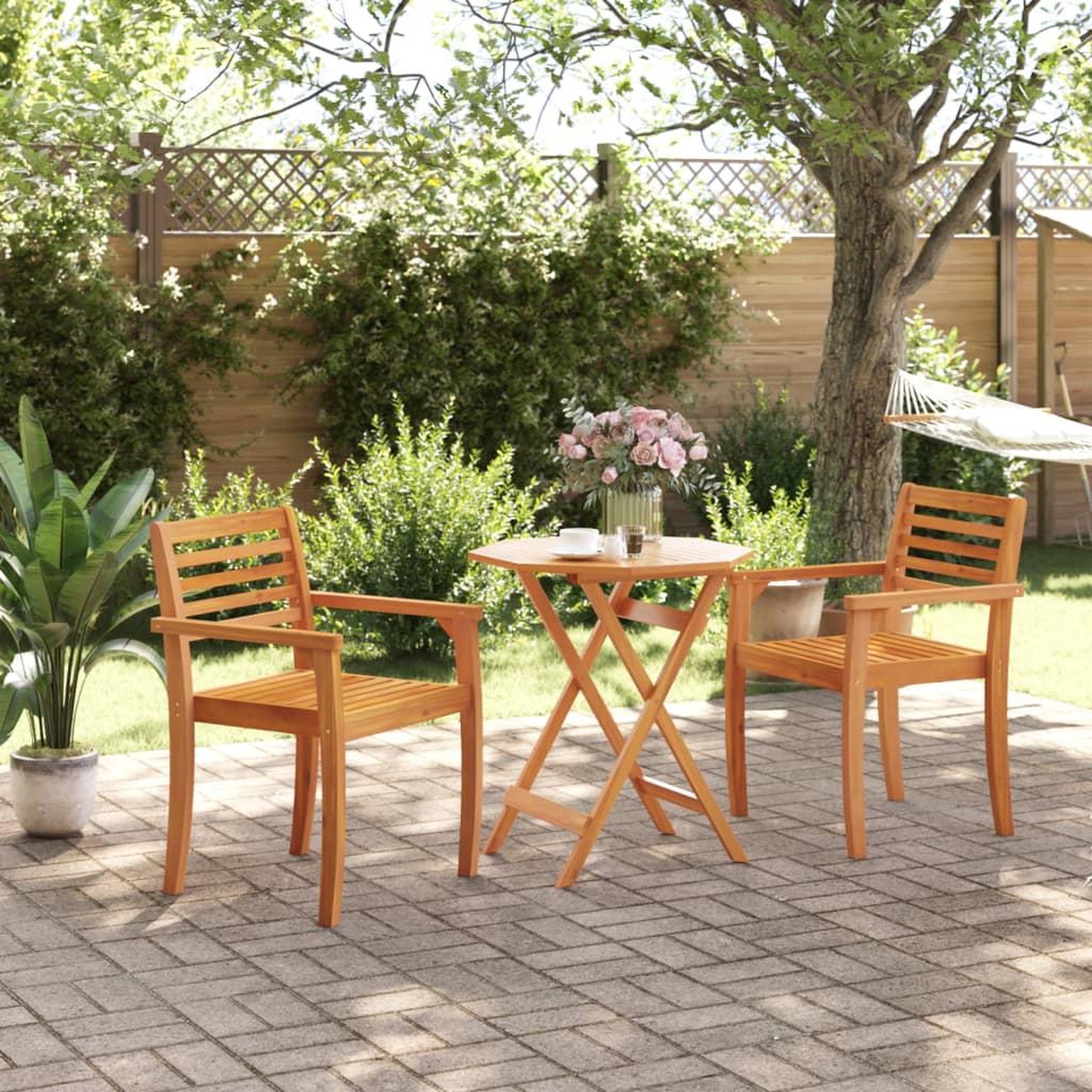 Voir la diapositive 3 : VIDAXL Table pliable de jardin Ø70x75 cm bois d'acacia massif
