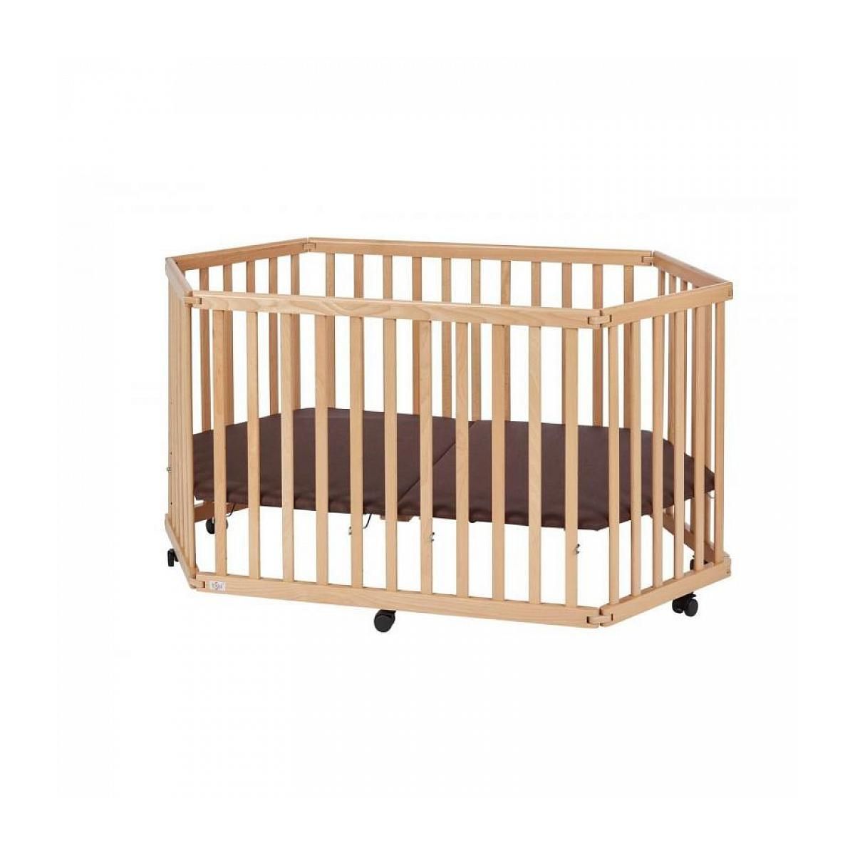 TISSI Parc bébé pliant en hetre massif naturel 84 x 143 x 75 cm