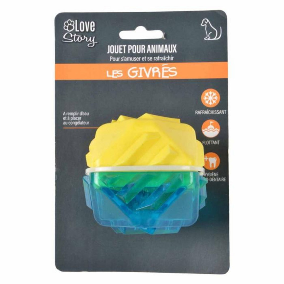 Paris Prix Jouet pour Chien Givré  Diamant  7cm Bleu & Jaune