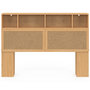 Voir la diapositive 3 : ID MARKET Tête de lit EDHEN 145 cm avec rangements fermés et niches cannage et bois