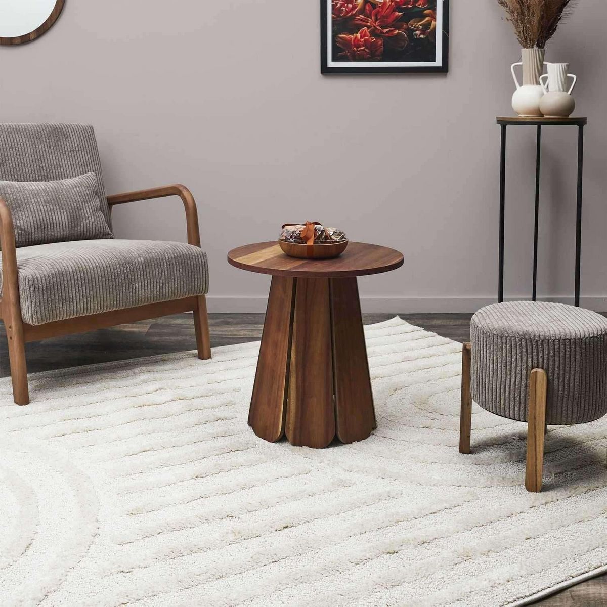 The Home Deco Factory Table d'appoint ronde effet acacia VISBY - Marron