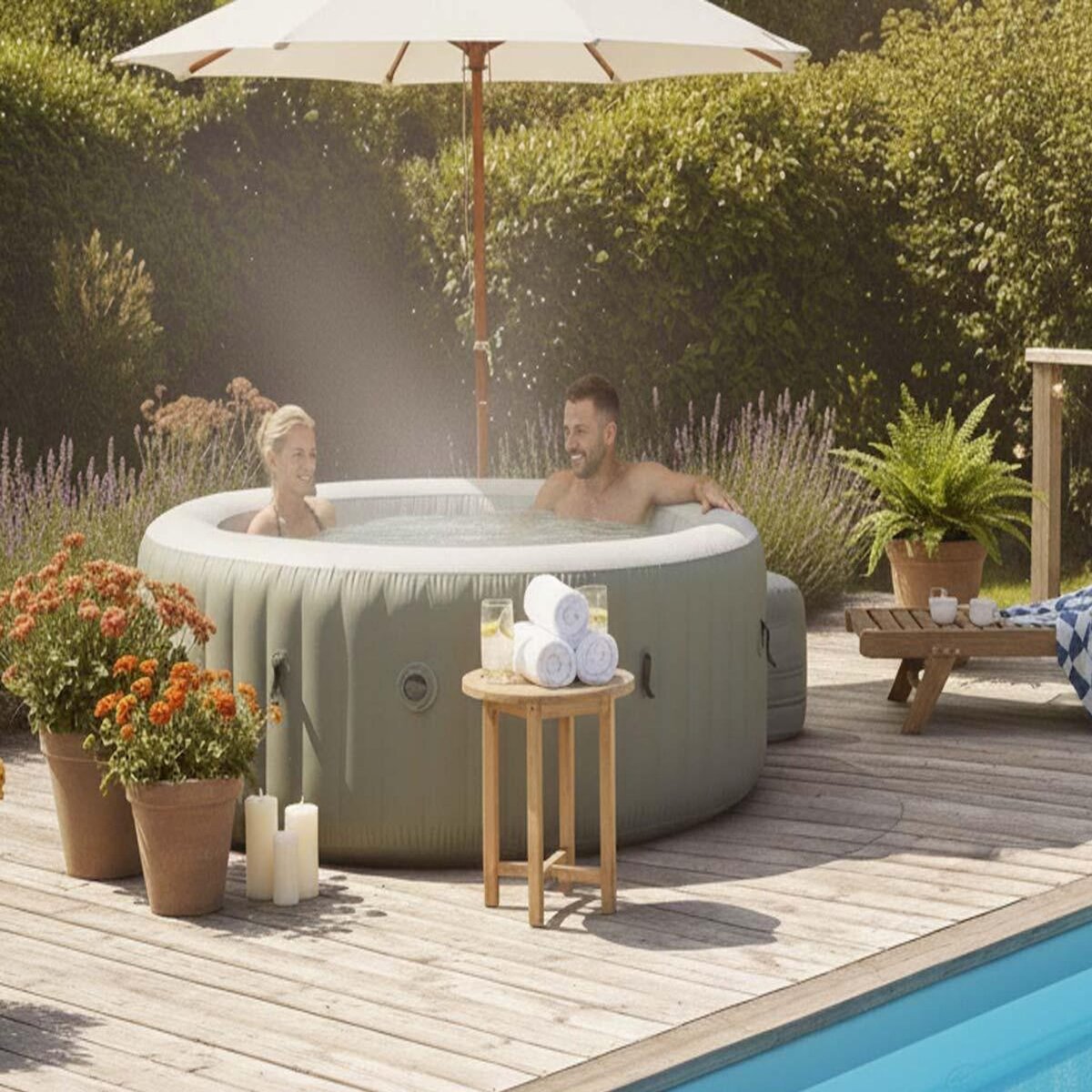 INTEX Spa gonflable PureSpa Olive rond Bulles 4 places - Intex