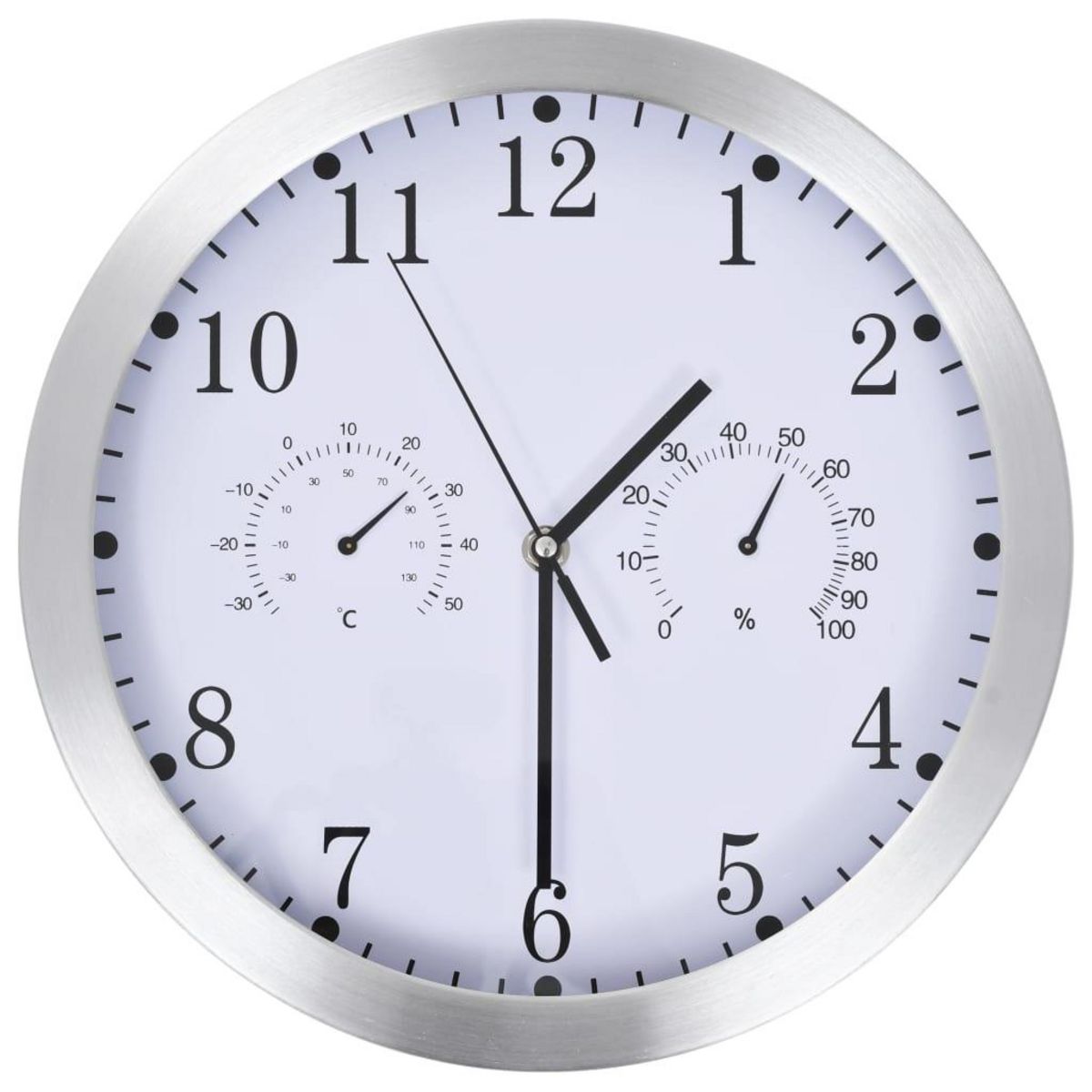 VIDAXL Horloge murale a quartz Hygrometre et thermometre 30 cm Blanc