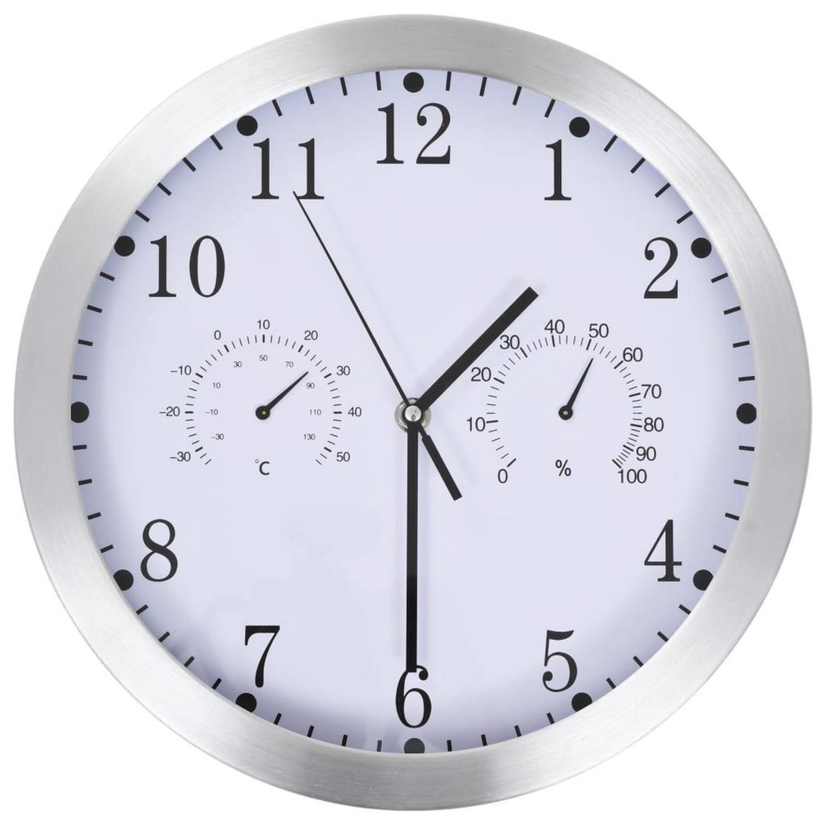 VIDAXL Horloge murale a quartz Hygrometre et thermometre 30 cm Blanc