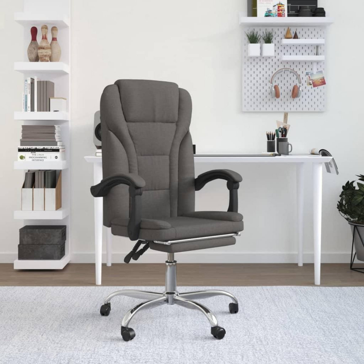 VIDAXL Fauteuil inclinable de bureau Gris fonce Tissu