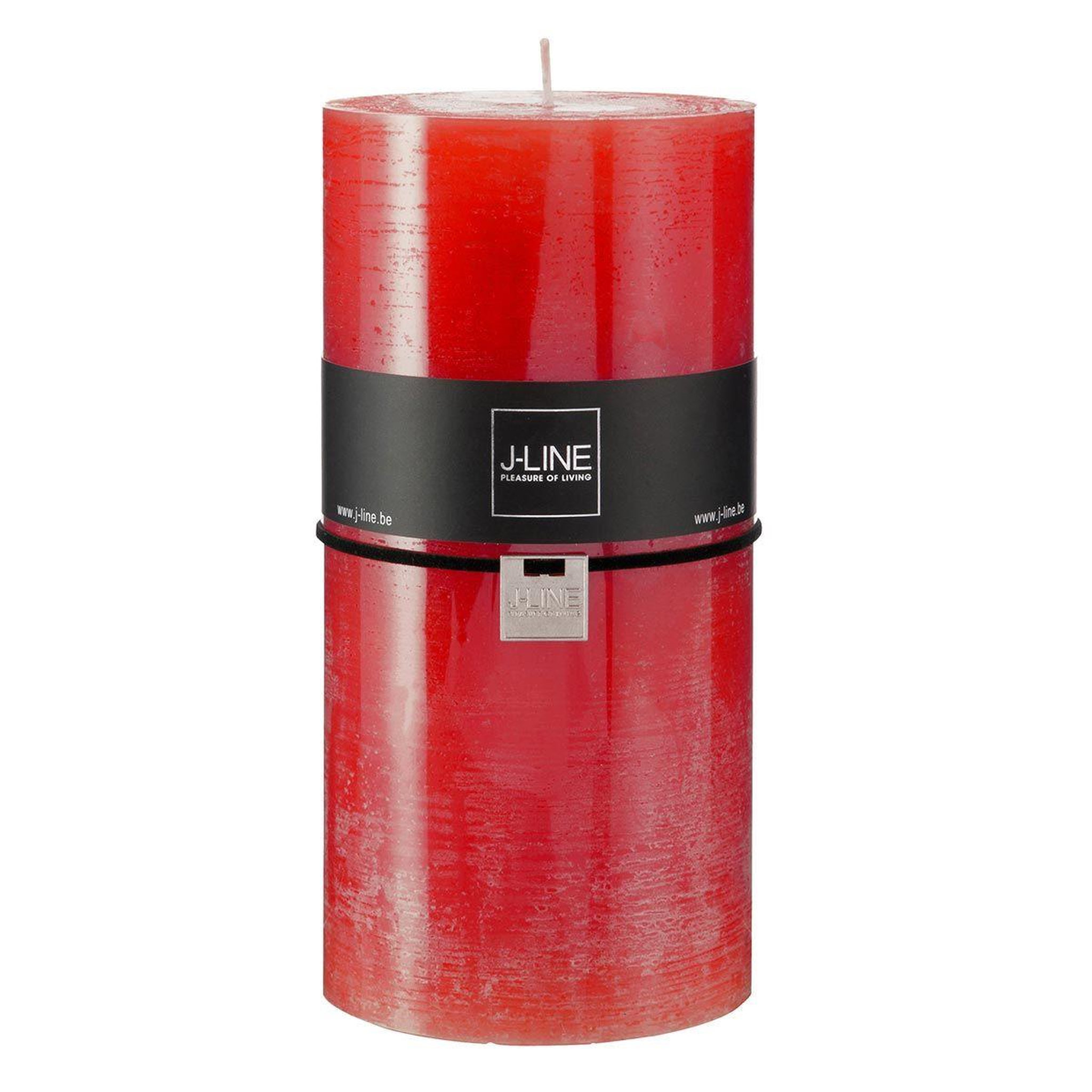 J-LINE Bougie cylindrique déco  junina  20cm rouge