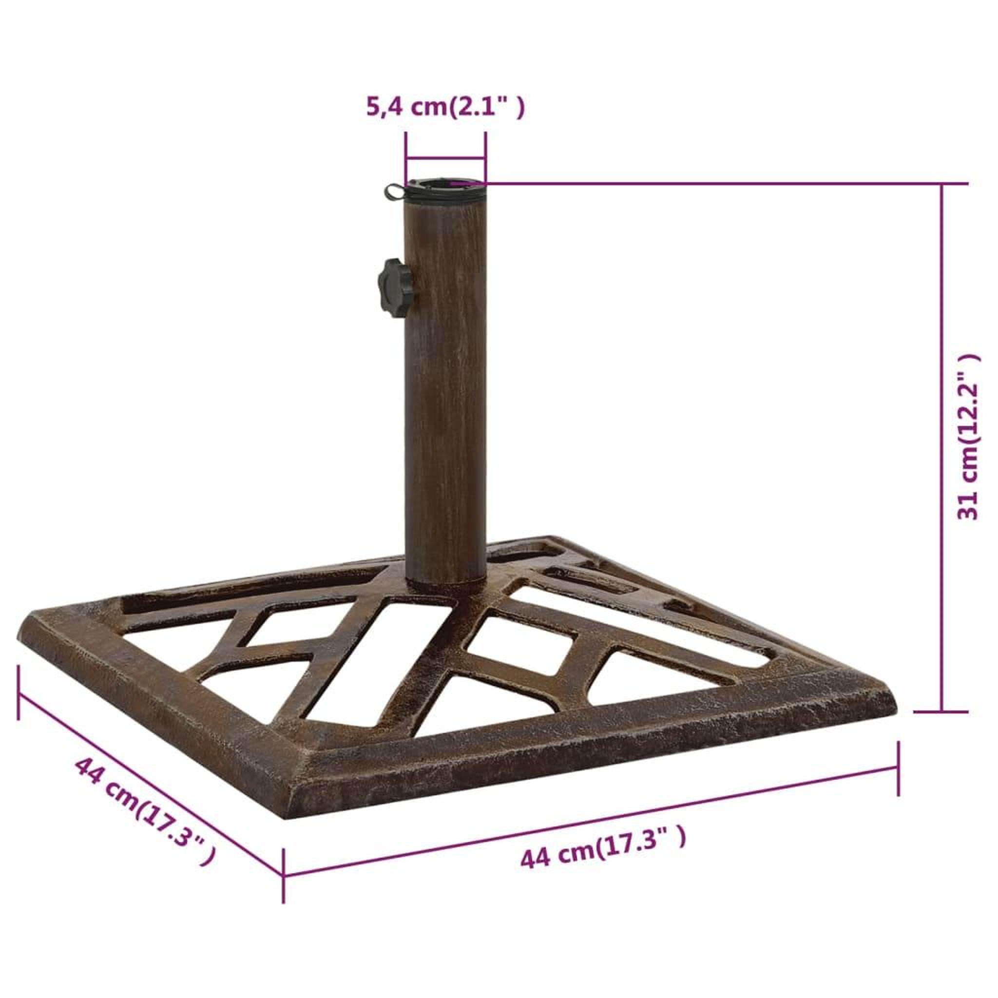 Voir la diapositive 6 : VIDAXL Socle de parasol Bronze 44x44x31 cm Fonte