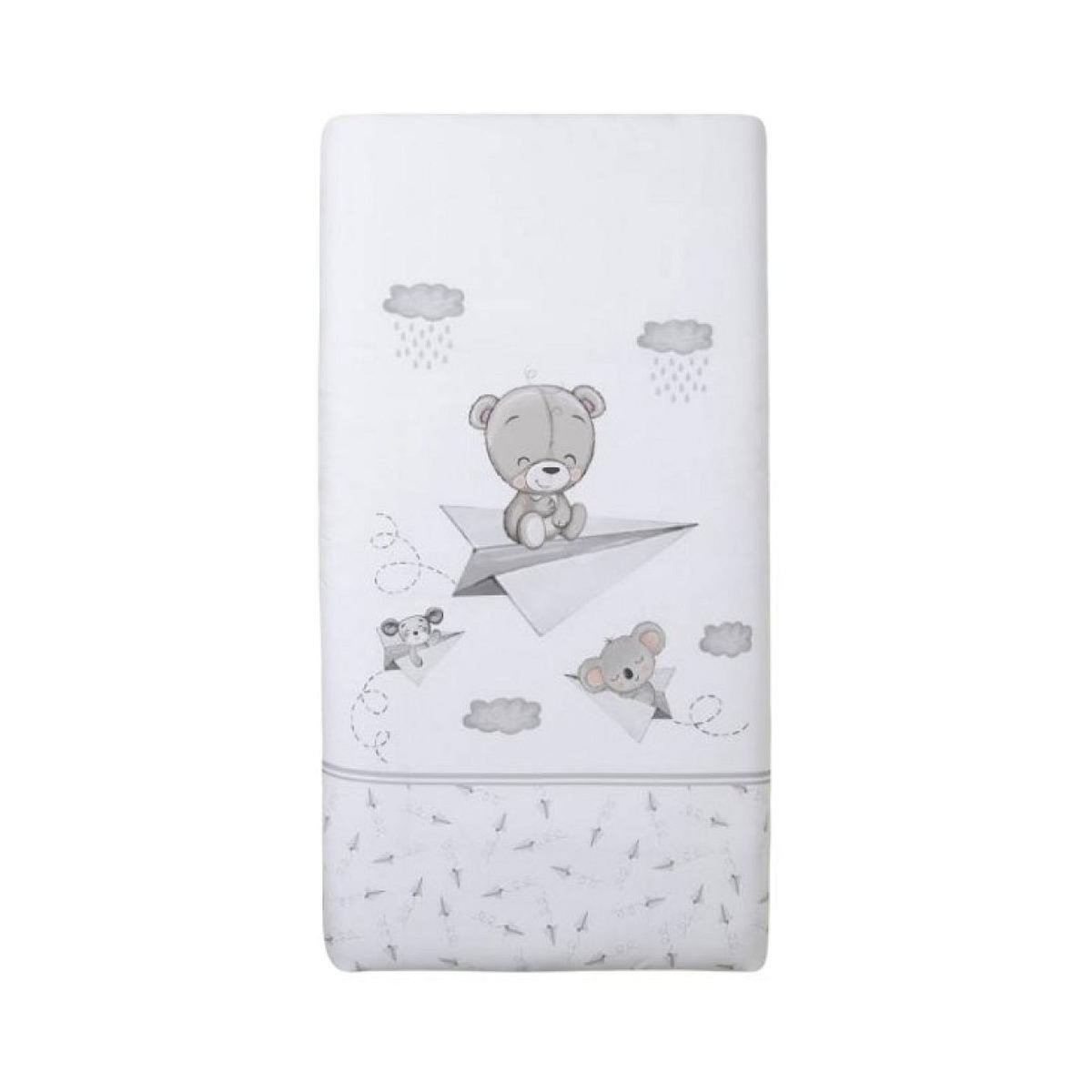 INTERBABY Parure Lit Bébé Amovible Avion papier - Gris