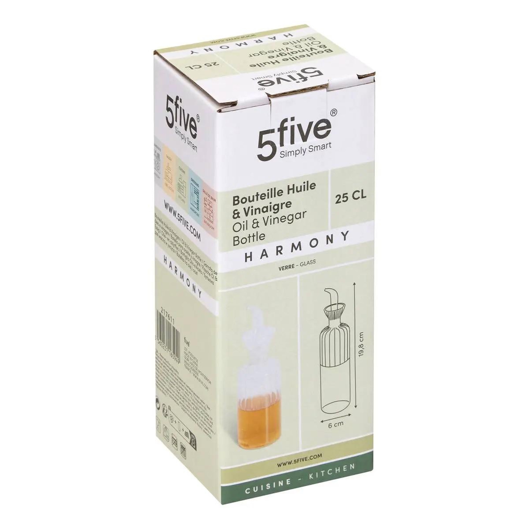 Voir la diapositive 2 : FIVE Bouteille Huile & Vinaigre  Harmony  25cl Transparent