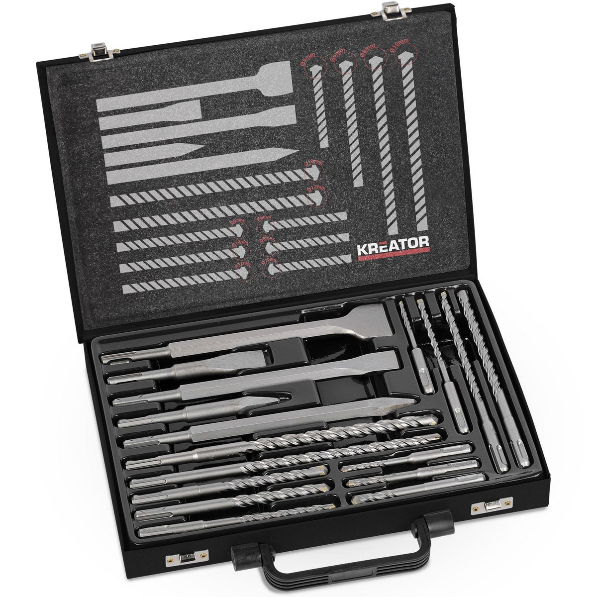 KREATOR Foret et burin SDS + en mallette de 17 éléments