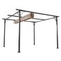 Voir la diapositive 5 : OUTSUNNY Pergola rétractable 3,5L x 3,5l x 2,30H m structure métal époxy anticorrosion noire + toile polyester haute densité 180 g/m² incluse beige