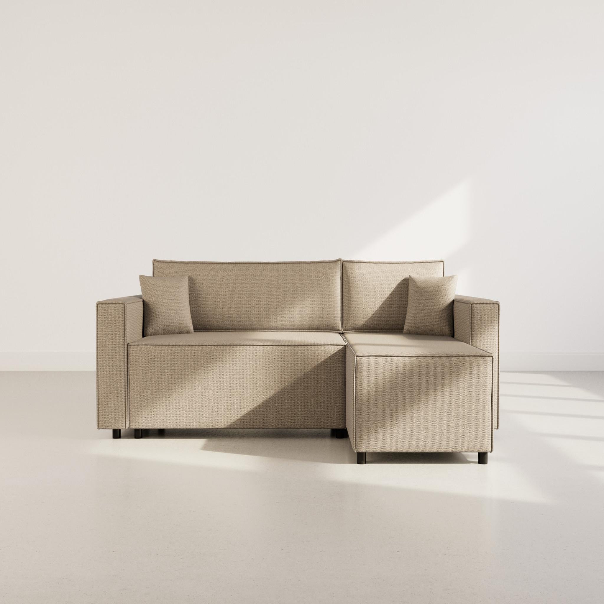 Voir la diapositive 5 : BEST MOBILIER Jonas - canapé d'angle réversible 4 places convertible avec coffre en tissu texturé