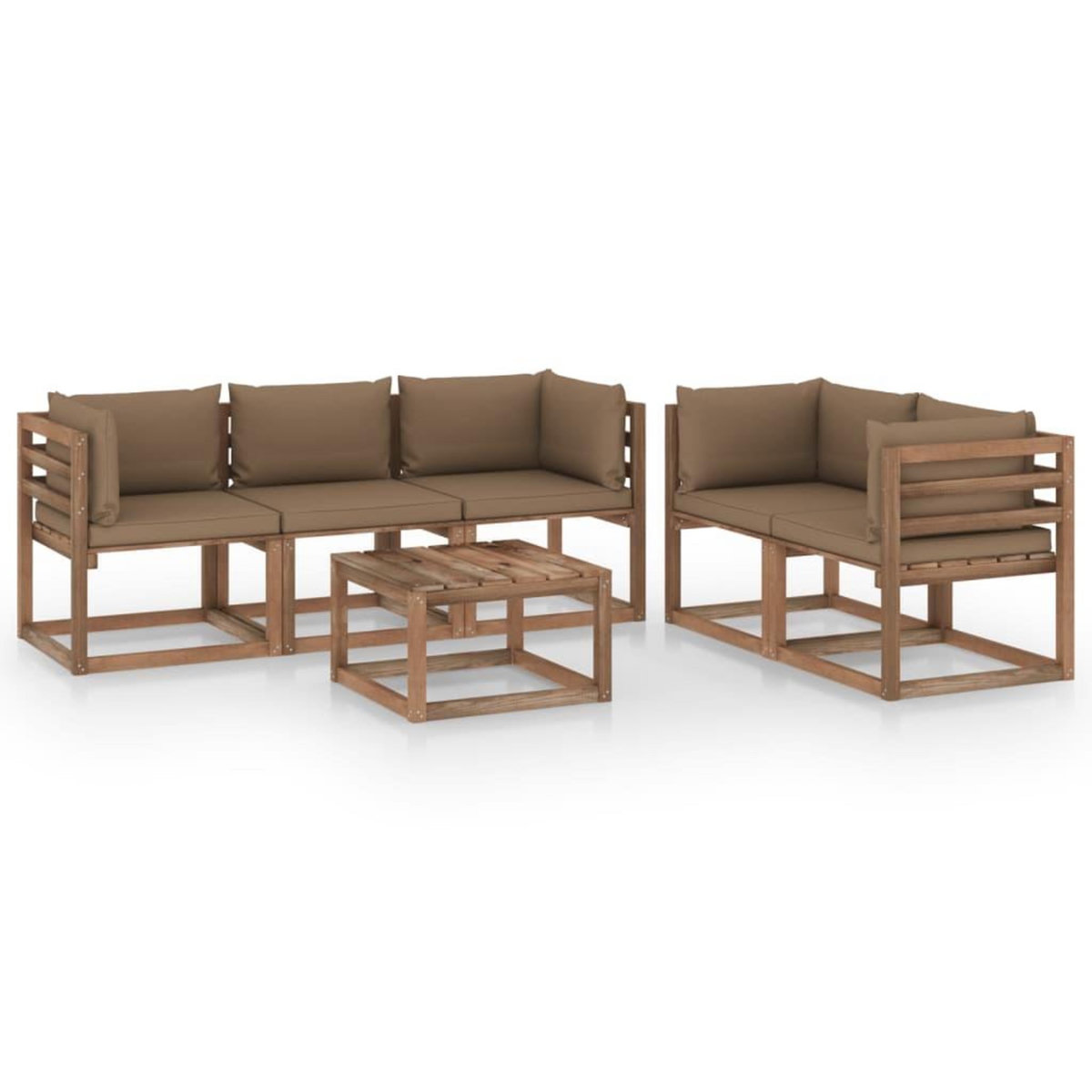 VIDAXL Salon de jardin 6 pcs avec coussins taupe