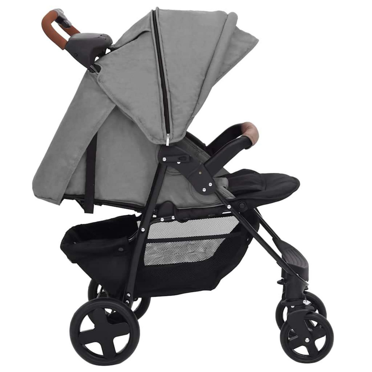 VIDAXL Poussette pour bebe 2-en-1 Gris clair Acier