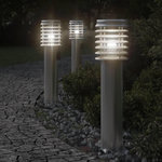 VIDAXL Lampadaires d'exterieur et sortie 3pcs argente acier inoxydable