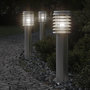 Voir la diapositive 1 : VIDAXL Lampadaires d'exterieur et sortie 3pcs argente acier inoxydable