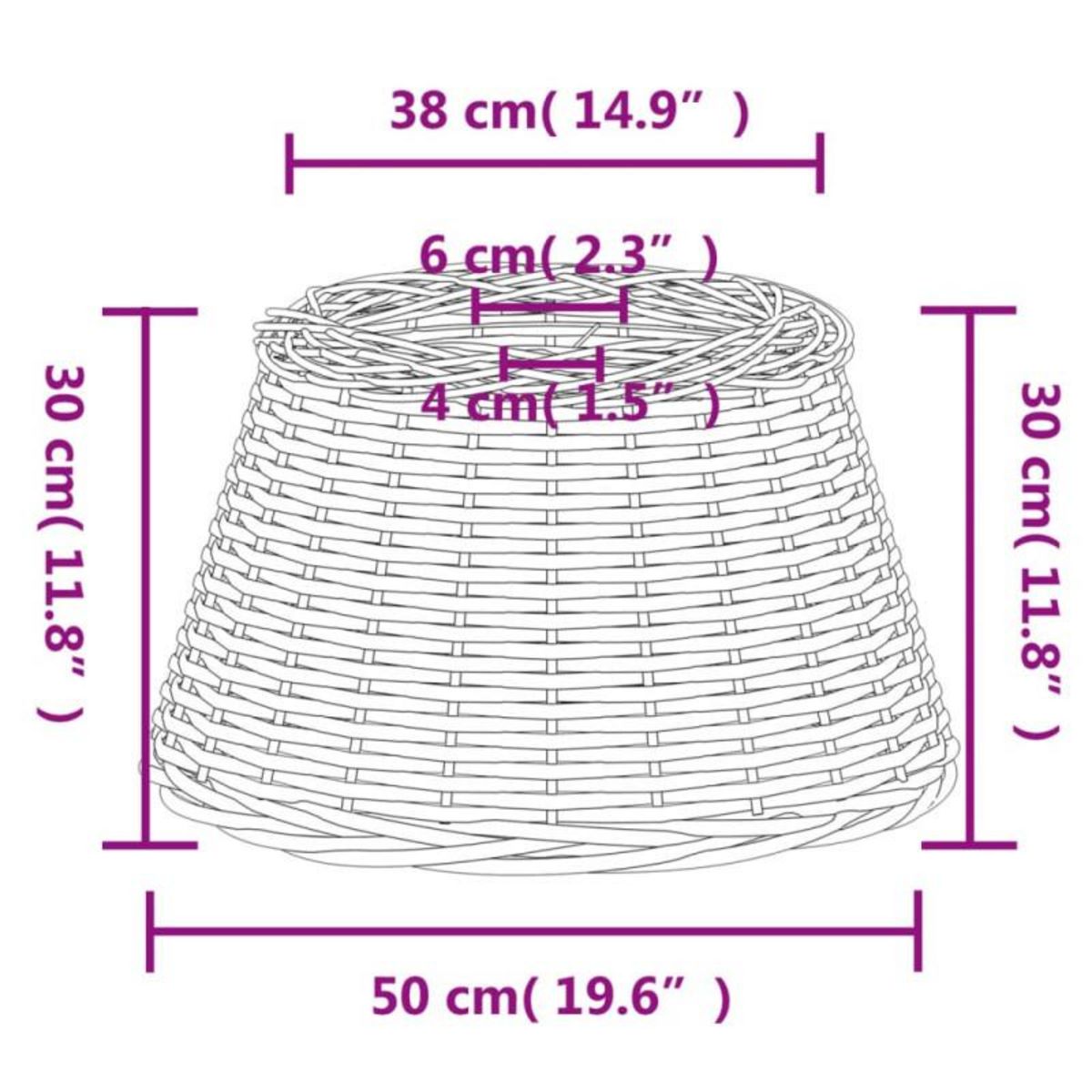 VIDAXL Abat jour de plafonnier marron Ø50x30 cm osier