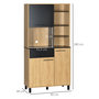 Voir la diapositive 3 : HOMCOM Buffet haut multi-rangement 3 portes tiroir 5 niches bicolore aspect bois clair noir