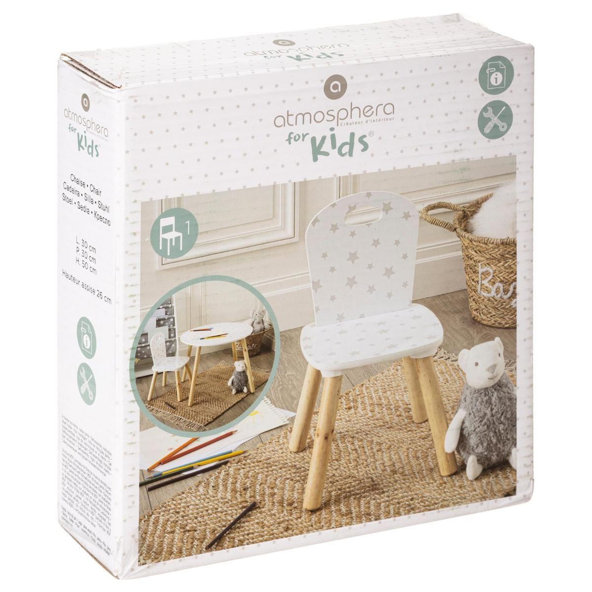 Voir la diapositive 4 : Atmosphera Kids Chaise enfant en bois douceur