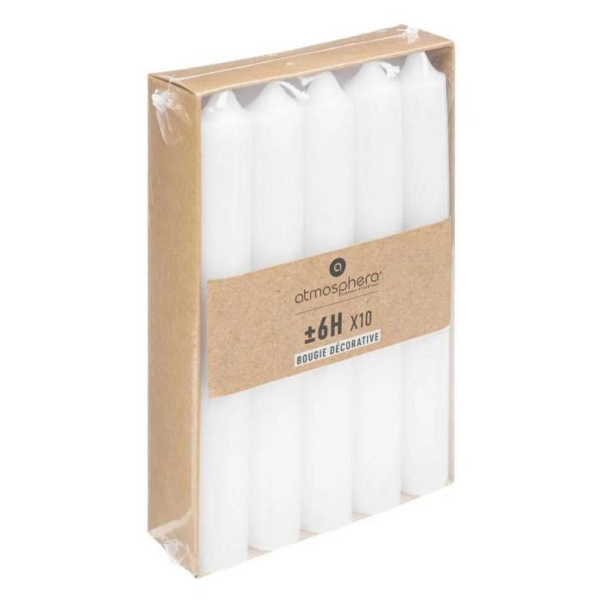 COMPTOIR DE LA BOUGIE Lot de 10 Bougies Bâton Déco  Hugo  16cm Blanc