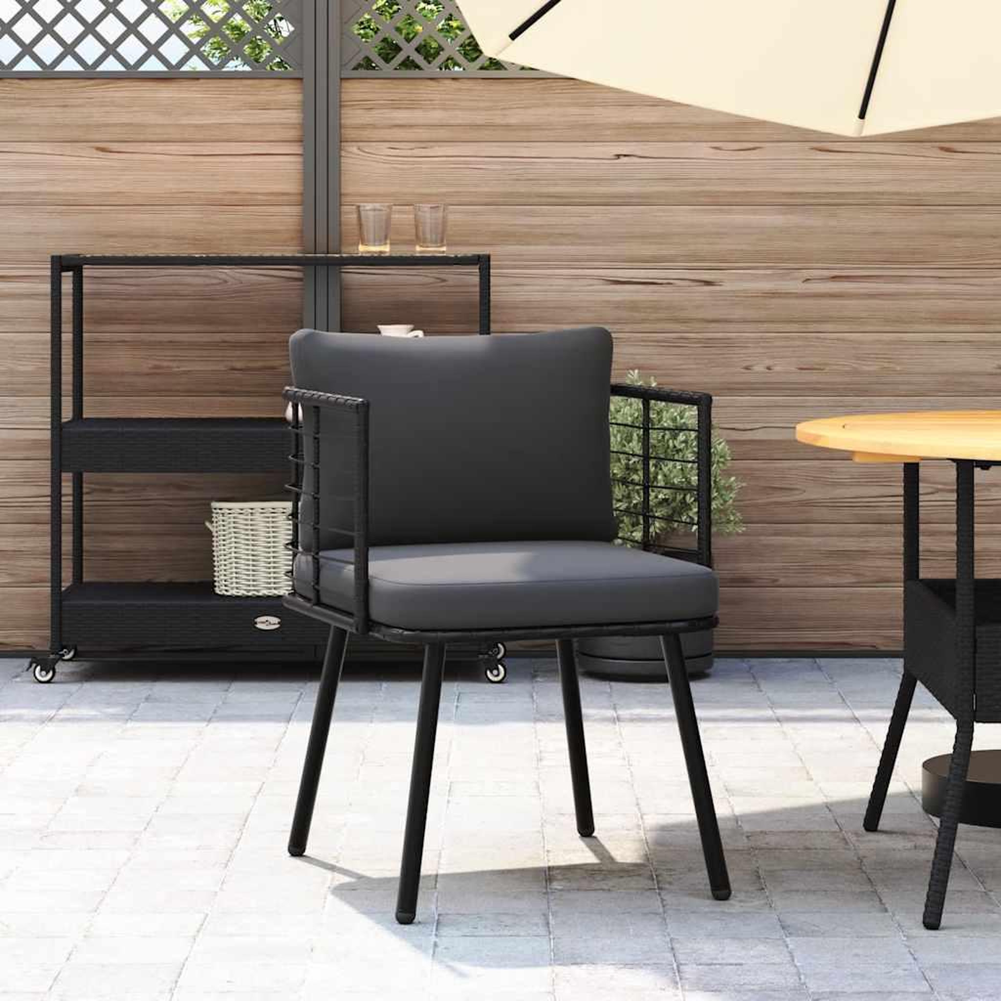 Voir la diapositive 3 : VIDAXL Chaise de jardin avec coussins noir resine tressee