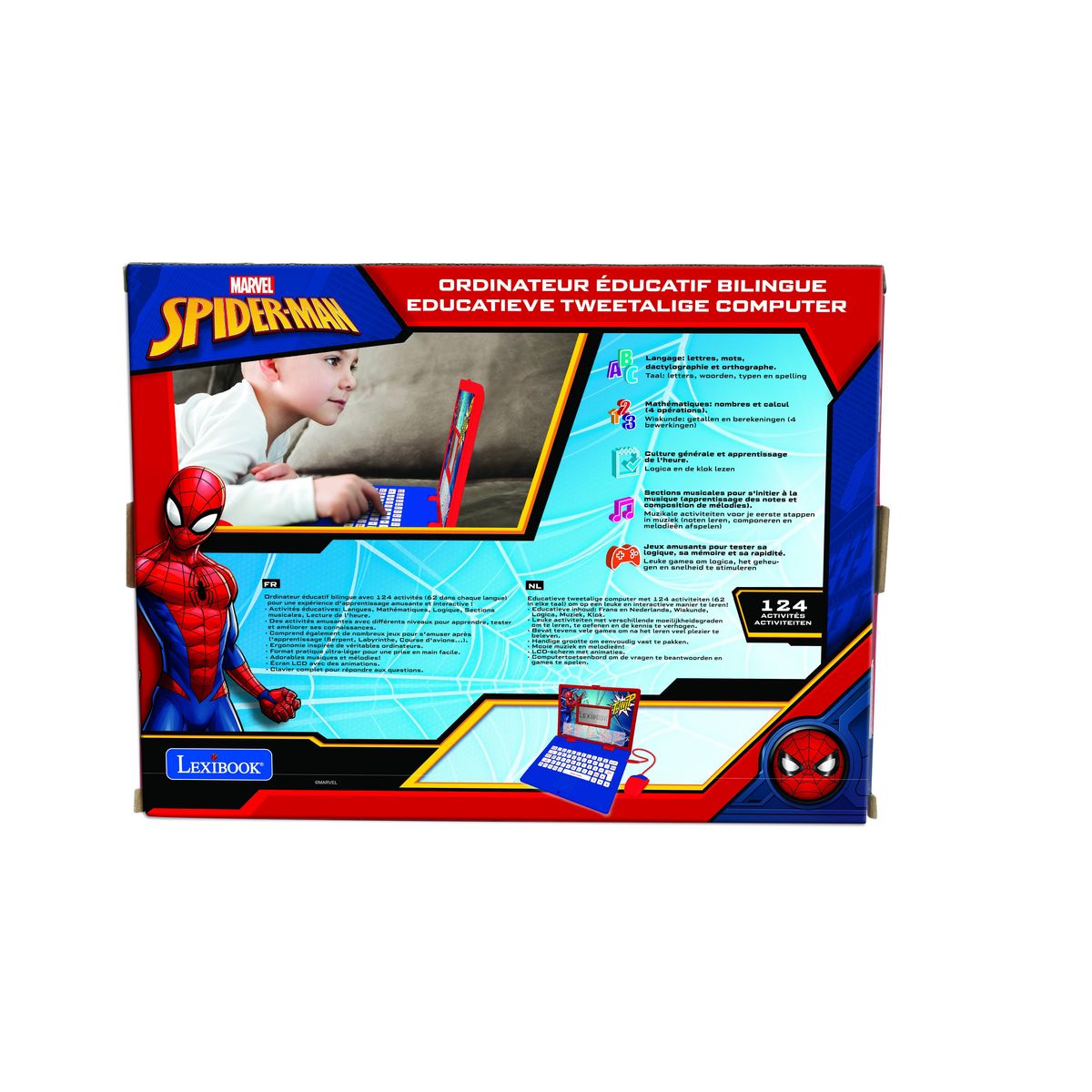 Lexibook Ordinateur portable éducatif bilingue Spiderman (FR/NL)
