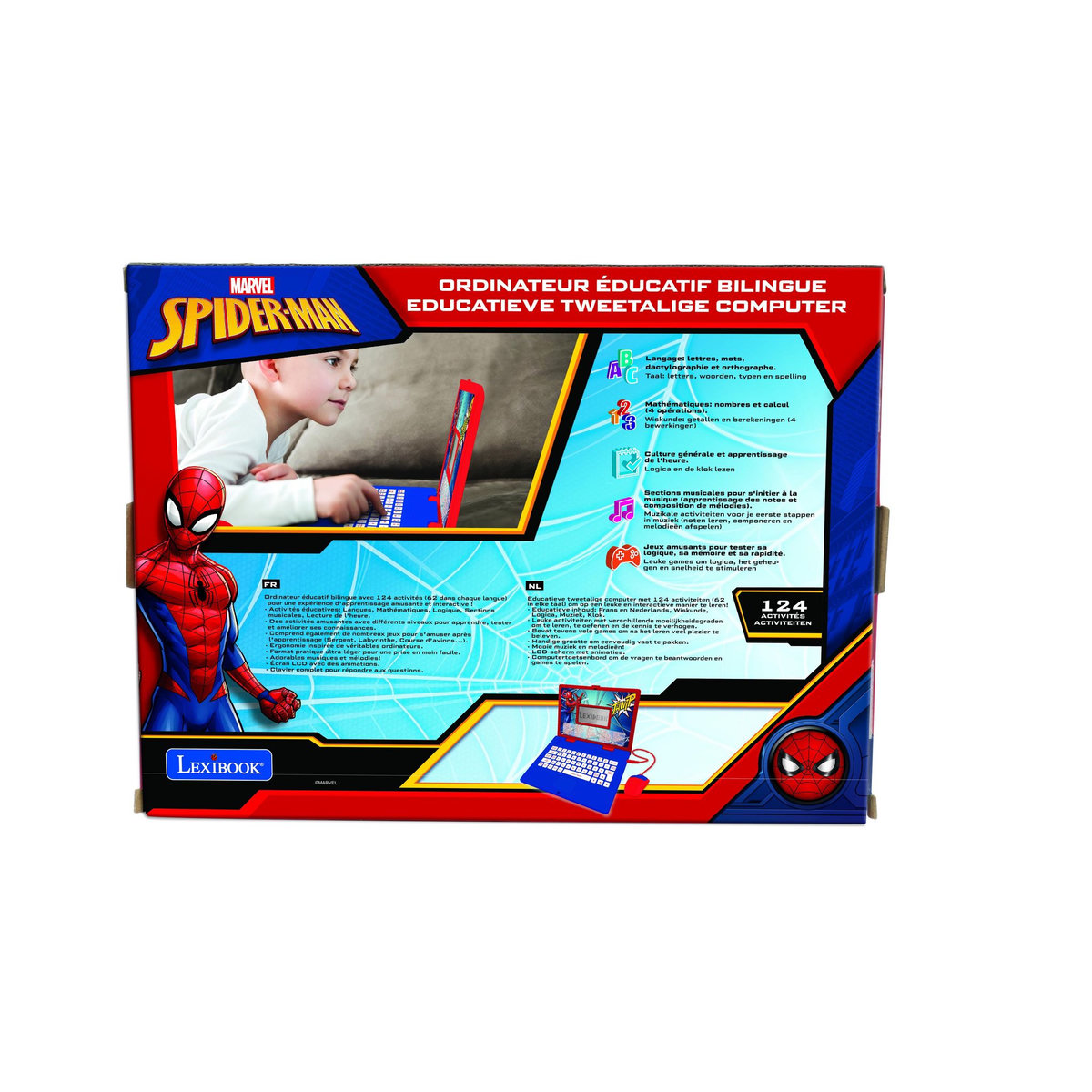 Lexibook Ordinateur portable éducatif bilingue Spiderman (FR/NL)