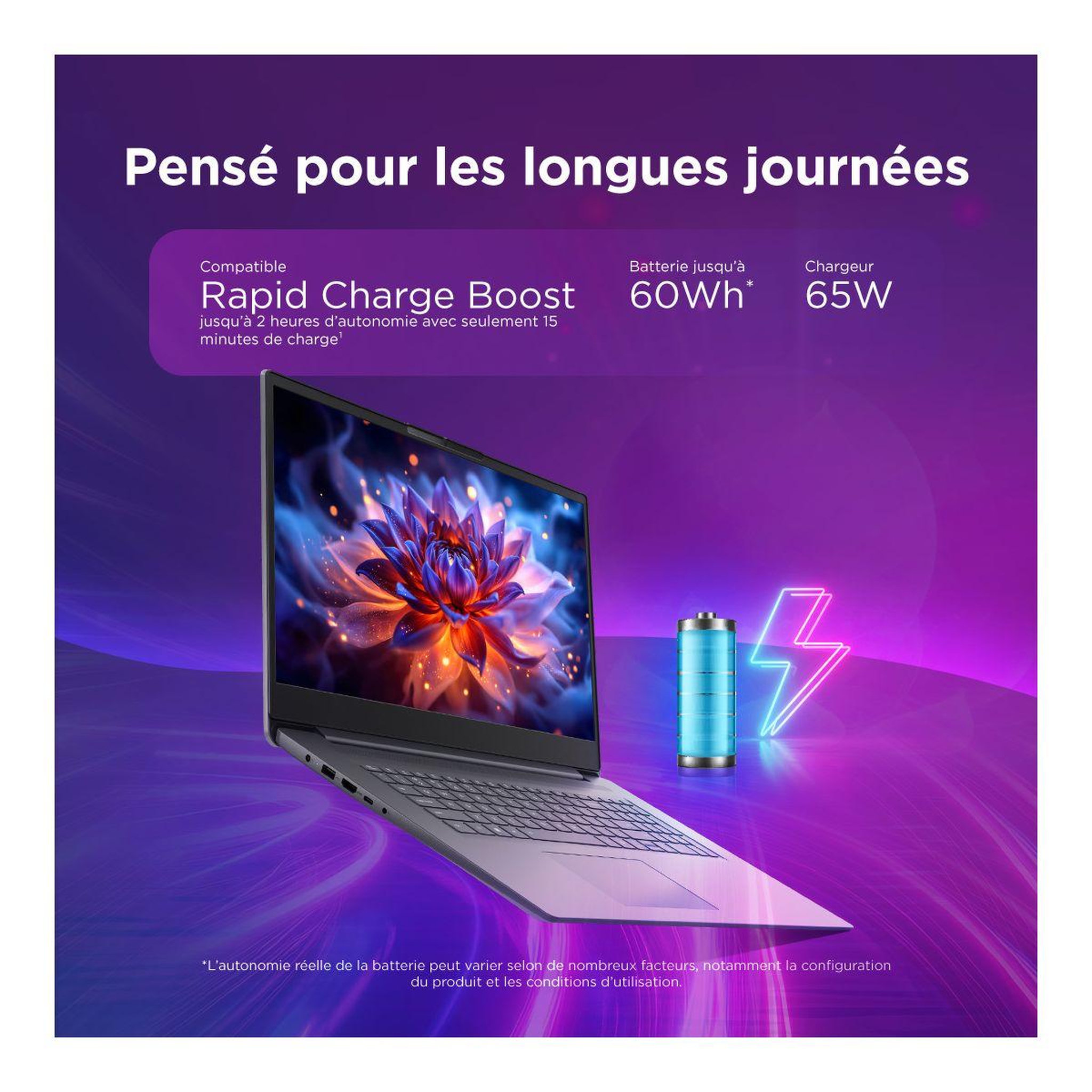 Voir la diapositive 4 : Lenovo Ordinateur portable ideapad slim 3 17iwc11 cosmic blue 17,3  intel core 3 304 8 go ram ddr5 ssd 256 go