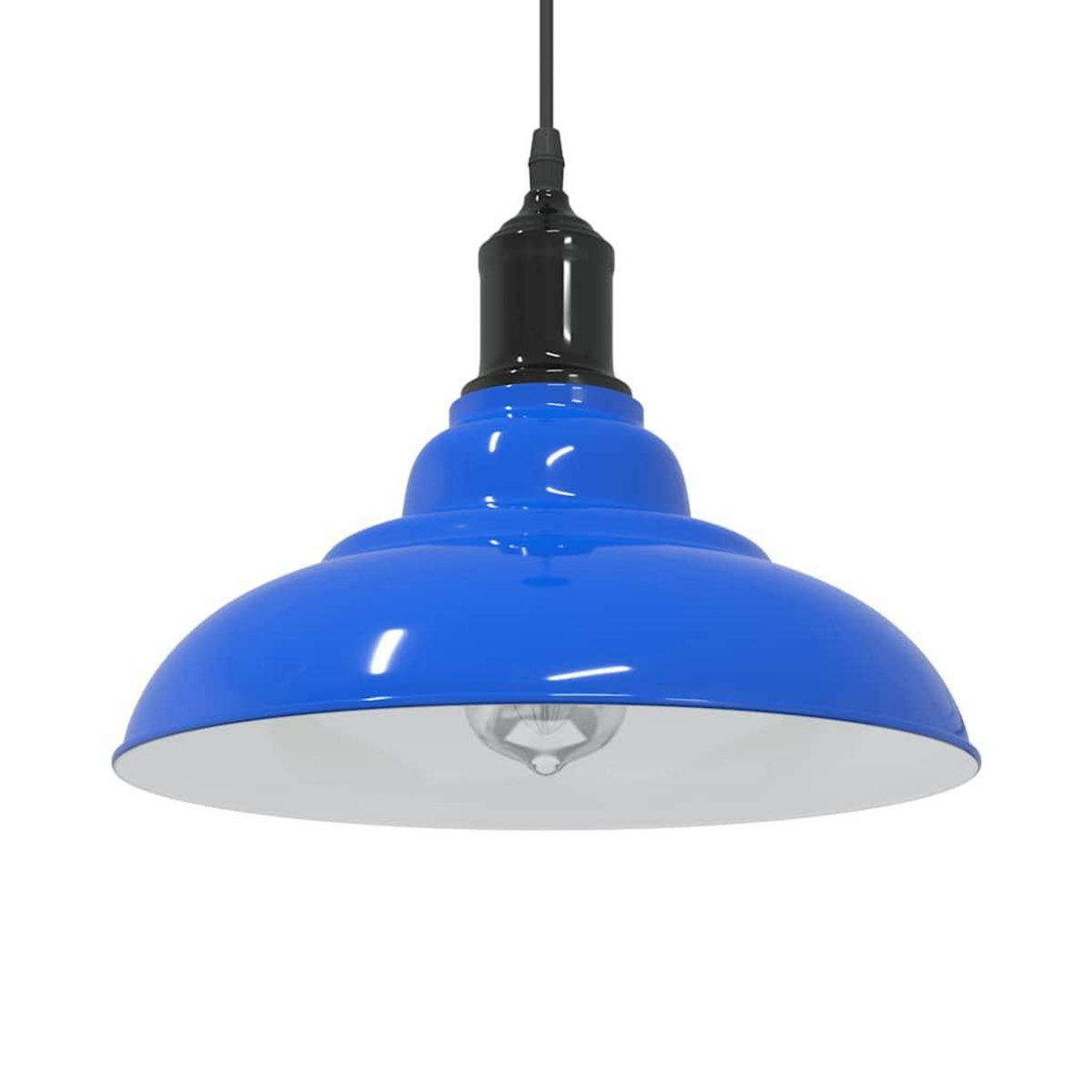 VIDAXL Lampe suspendue reglable hauteur E27 bleu fonce Ø 31 cm metal