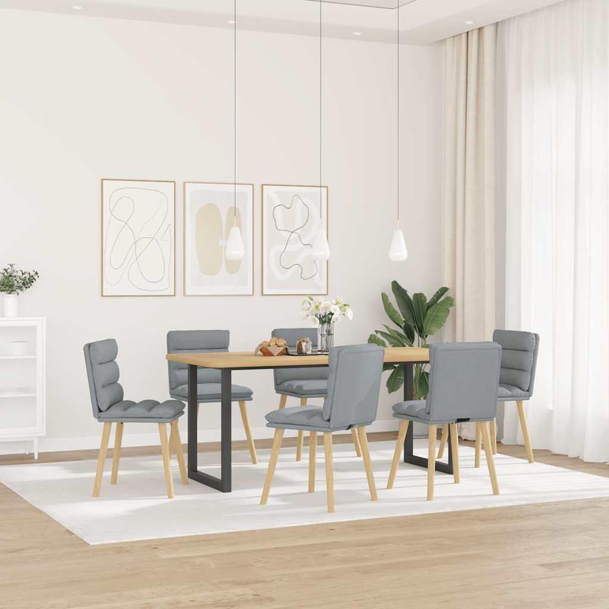 VIDAXL Chaises a manger lot de 6 gris clair tissu