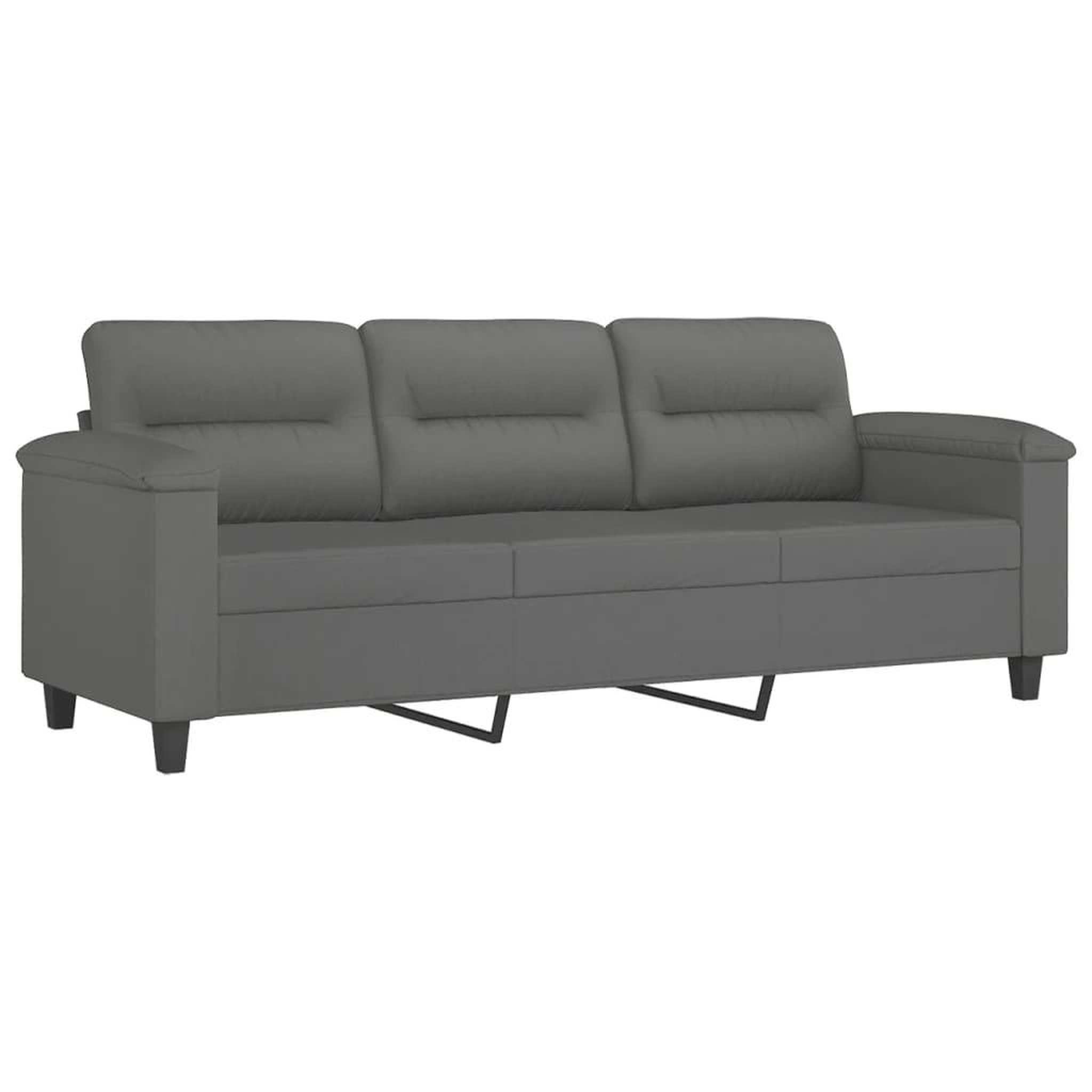 Voir la diapositive 4 : VIDAXL Ensemble de canapes 3 pcs coussins Gris fonce Tissu microfibre
