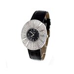 SC CRYSTAL Montre femme ovale bracelet cuir noir