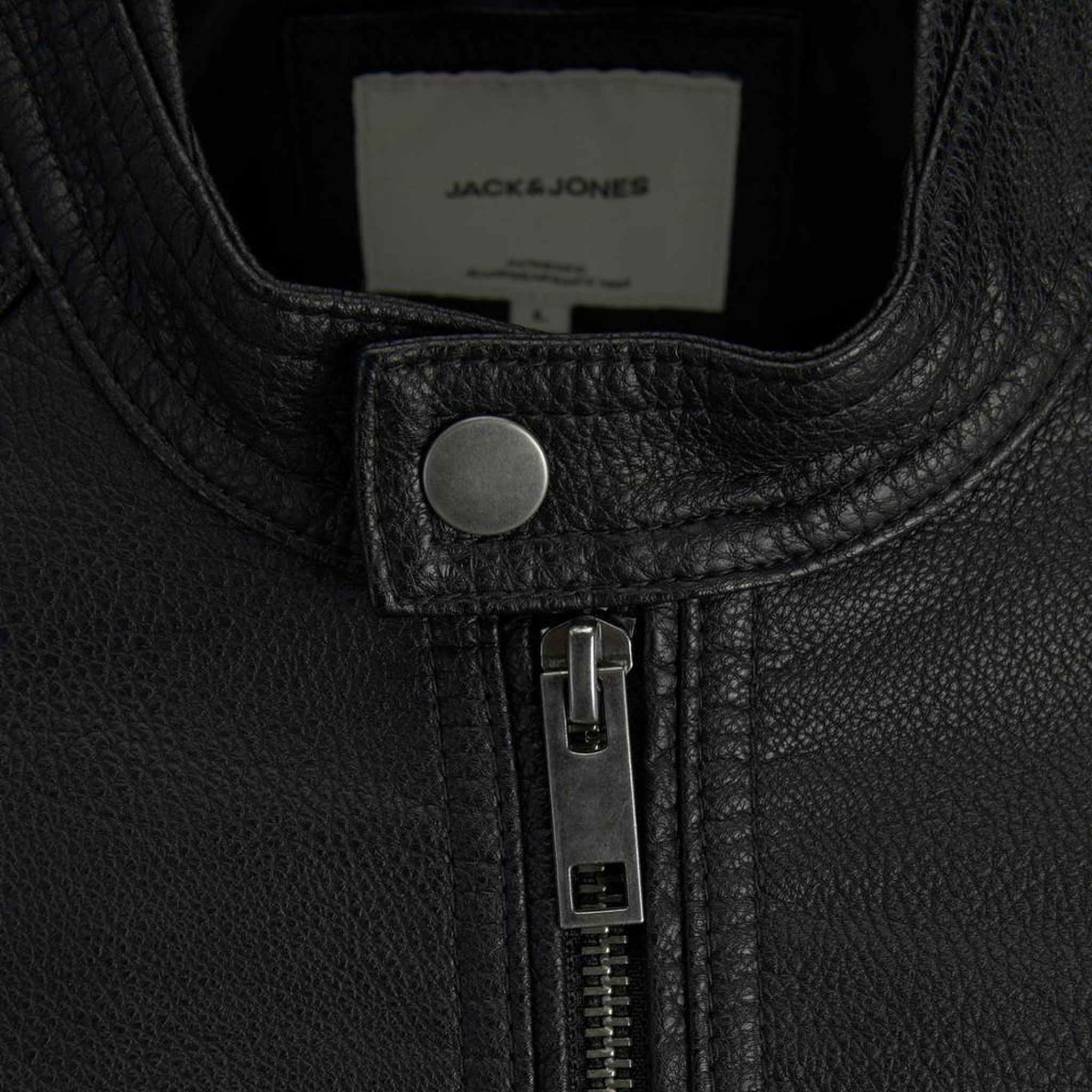 Voir la diapositive 4 : Jack & Jones Veste Simili Cuir Noire Homme Jack & Jones Tano