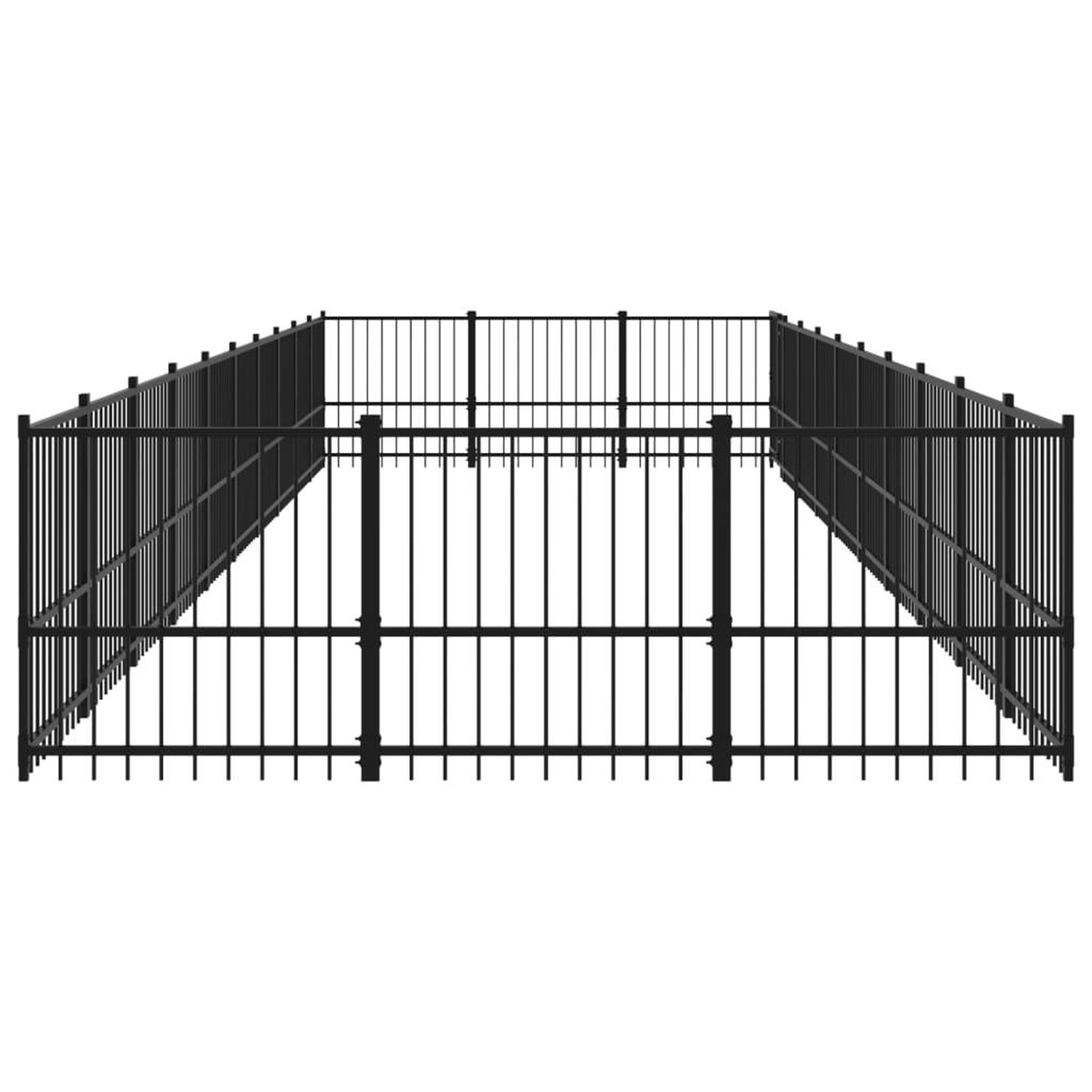 Voir la diapositive 4 : VIDAXL Chenil d'exterieur pour chiens Acier 28,23 m²