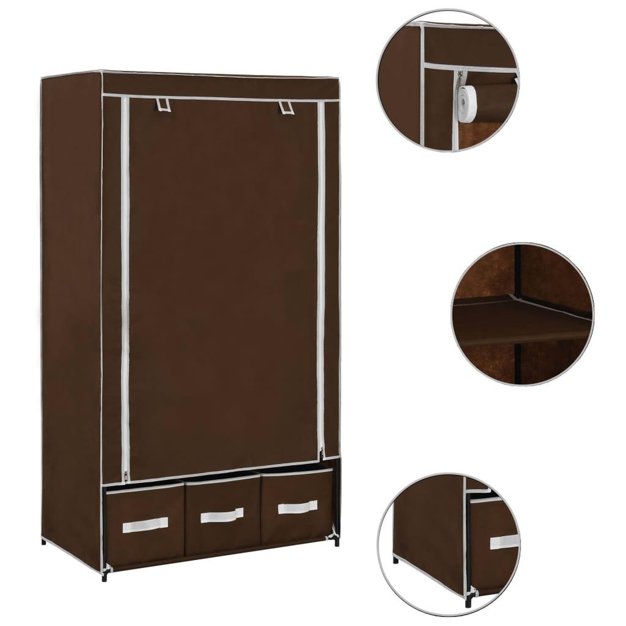 Voir la diapositive 2 : VIDAXL Garde-robe Marron 87x49x159 cm Tissu