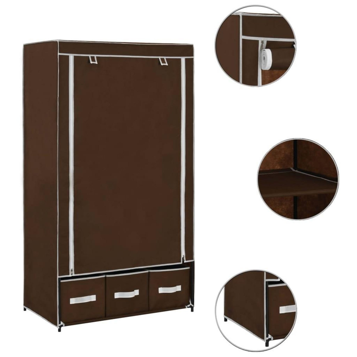 VIDAXL Garde-robe Marron 87x49x159 cm Tissu