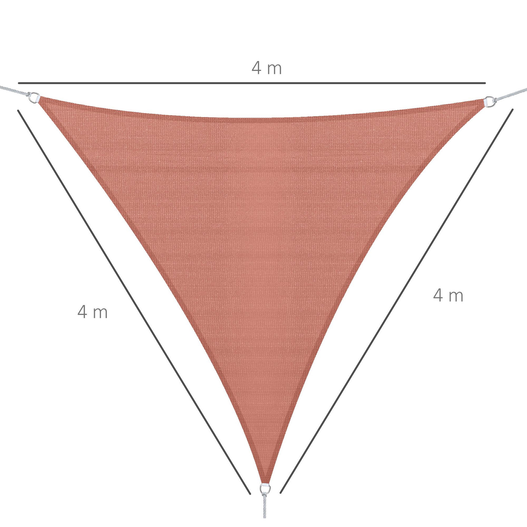 Voir la diapositive 3 : OUTSUNNY Voile d'ombrage triangulaire grande taille 4 x 4 x 4 m polyéthylène haute densité résistant aux UV rouille